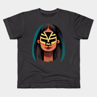 Mayan Luchador Woman Kids T-Shirt